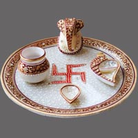 Manufacturers Exporters and Wholesale Suppliers of Marble Pooja Thali Jaipur Rajasthan